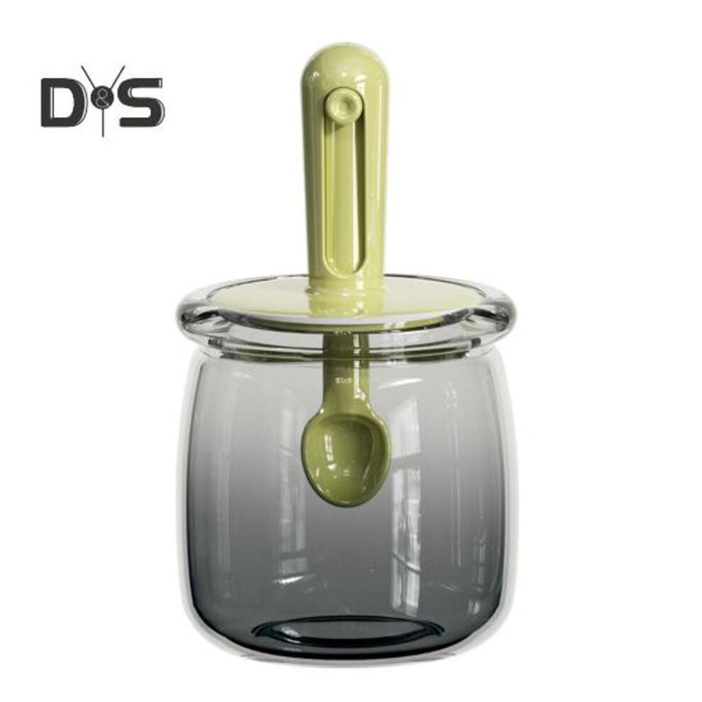 (green) Airtight Glass Spice Jars With Retractable Spoon Leakproof & Moisture-proof Storage Container For Herbs Salt Pepper Compact Kitchen Organizers For