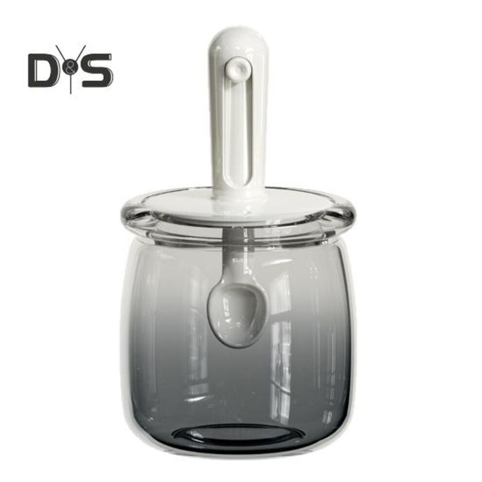 (white) Airtight Glass Spice Jars with Retractable Spoon Leakproof & Moisture-Proof Storage Container for Herbs Salt Pepper Compact Kitchen Organizers for