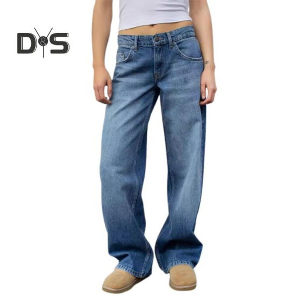(dark blue, XXL) Wide Leg Jeans for Women High Waist Stretchy Denim Pants with Pockets Casual Straight Leg Jean Trousers