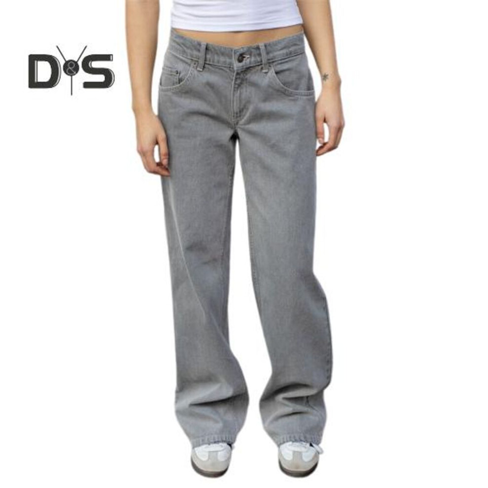 (light grey, M) Wide Leg Jeans for Women High Waist Stretchy Denim Pants with Pockets Casual Straight Leg Jean Trousers