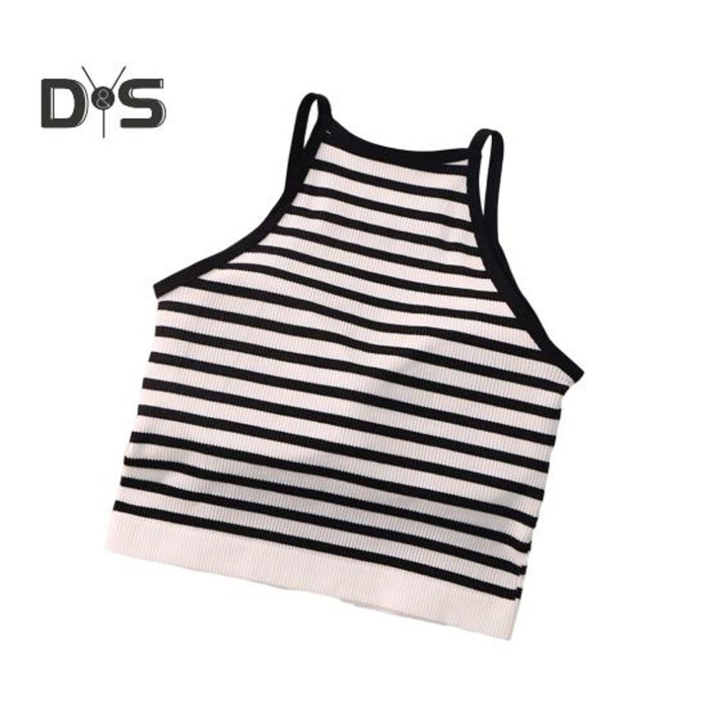 (black white) Women's Padded Ribbed Tank Top Summer Sleeveless Racerback Basic Top With Built-in Bra Spaghetti Strap Camisole Crop Top