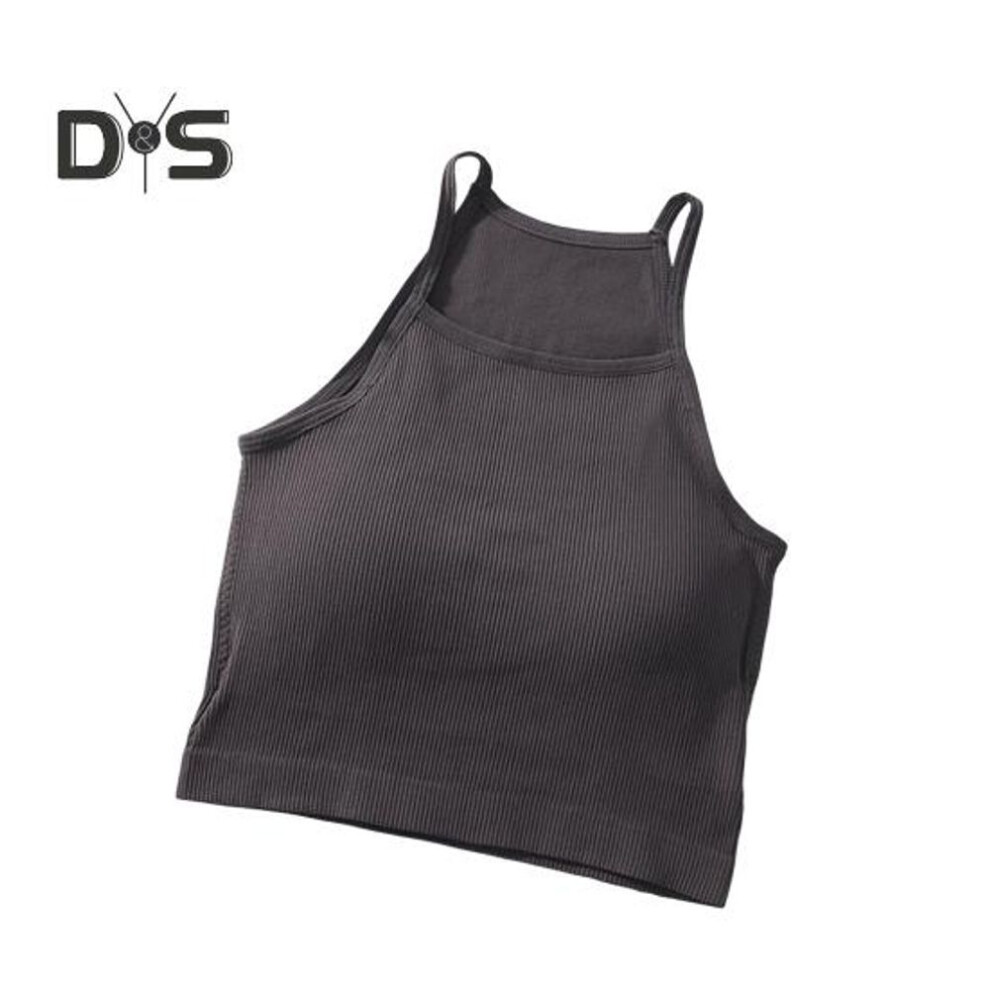 (grey) Women's Padded Ribbed Tank Top Summer Sleeveless Racerback Basic Top with Built-in Bra Spaghetti Strap Camisole Crop Top
