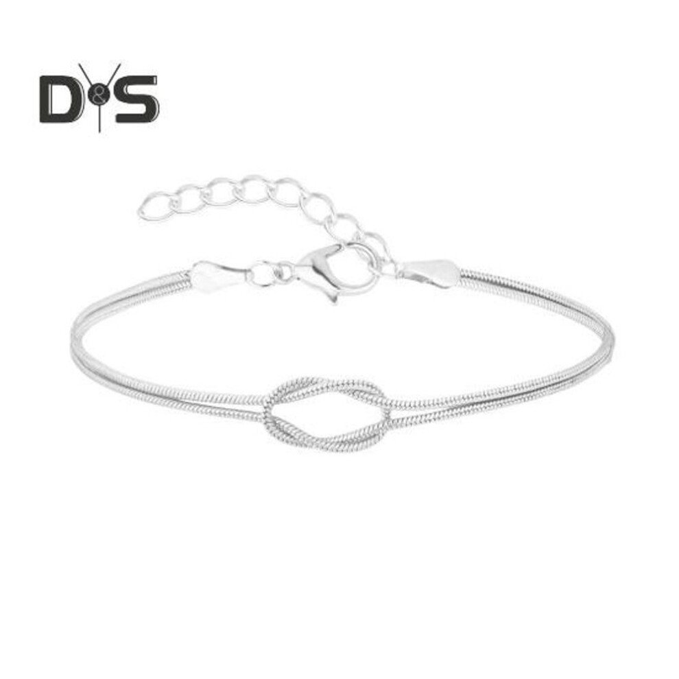 (silver) Couple Bracelet Double-layered Entangled Knot Love Symbolism Alloy Adjustable Length Husband And Wife Anniversary Present Wrist Jewelry