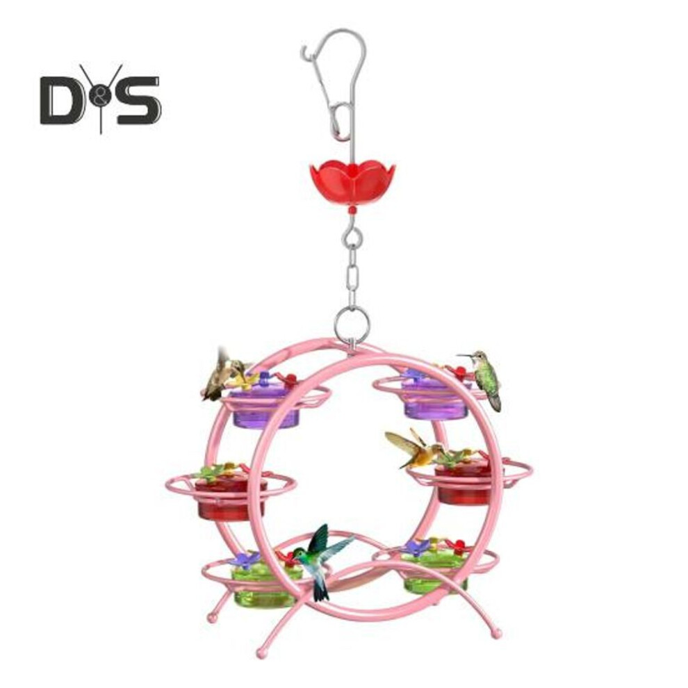 (pink) Hummingbird Feeder For Outdoors Leak-proof Wheel Design Bilds Feeder With Ant Bee Proof Feeding Ports For Backyard Garden Decor
