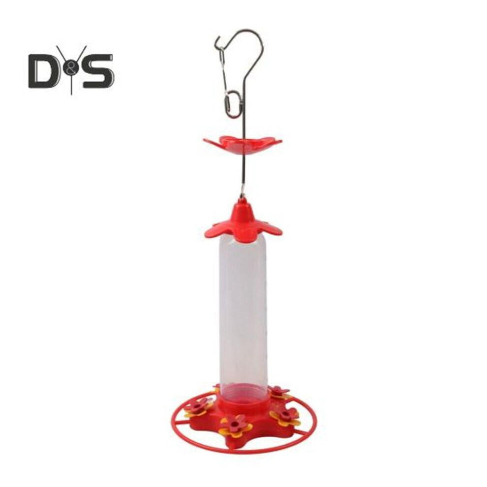 (as the picture, C) Hummingbird Feeder For Outdoors Hanging Leak Proof Plastic Birds Feeder With 5 Flower Feeding Ports And Ant Moat For Outside Garden Decor