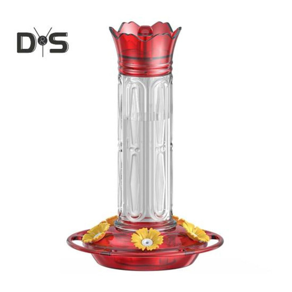 (as the picture, B) Hummingbird Feeder for Outdoors Hanging Leak Proof Plastic Birds Feeder with 5 Flower Feeding Ports And Ant Moat for Outside Garden Decor