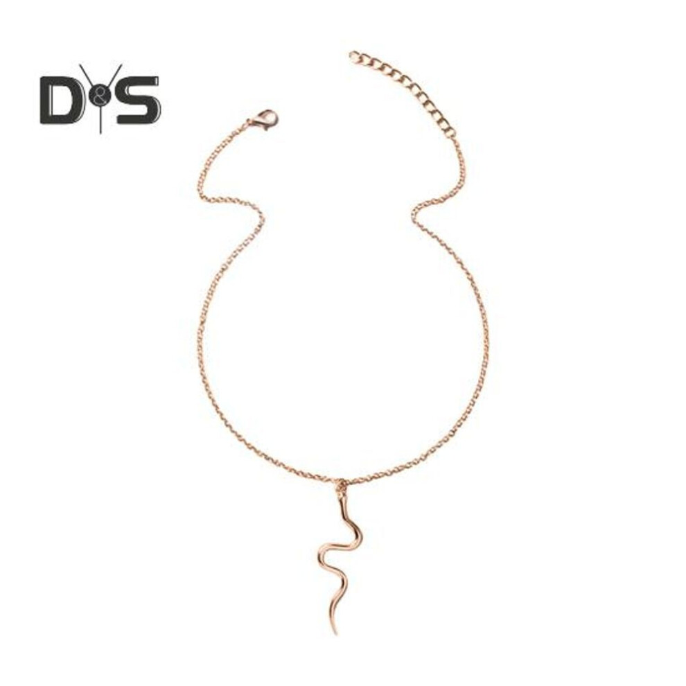 (rose gold) Women Necklace Snake Pendant Adjustable With Extended Chain Vintage Lady Clavicle Necklace Daily Prom Party Commuting Sweater Neck Jewelry