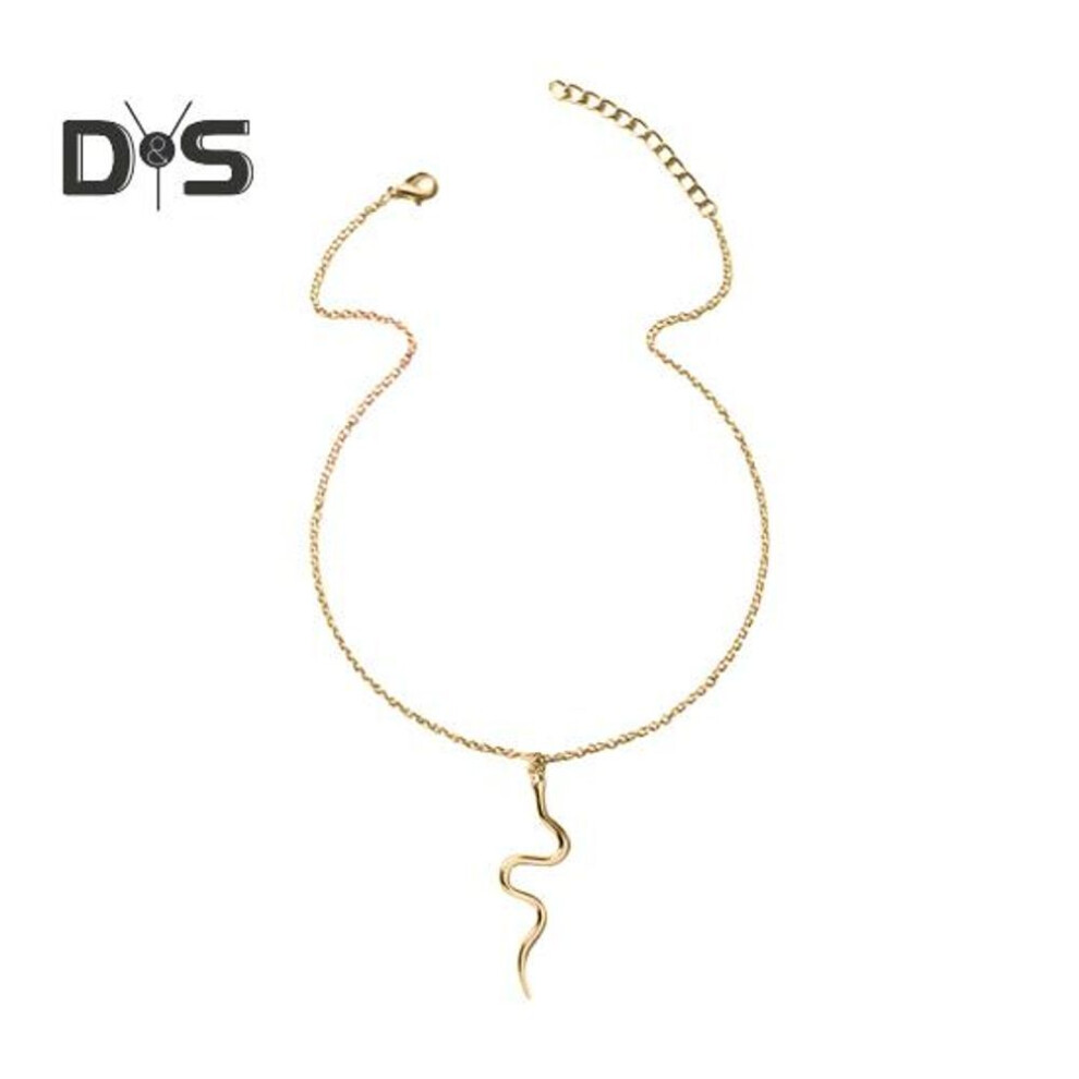 (golden) Women Necklace Snake Pendant Adjustable with Extended Chain Vintage Lady Clavicle Necklace Daily Prom Party Commuting Sweater Neck Jewelry