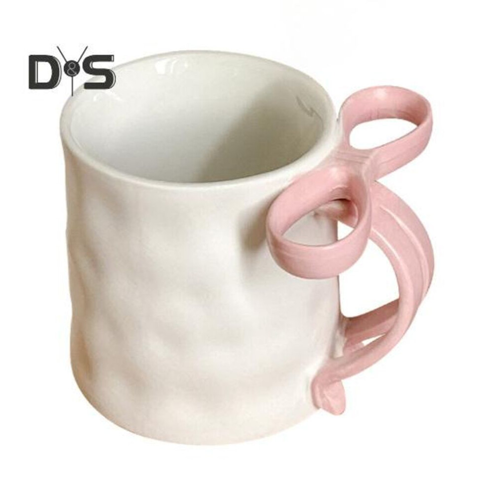 (pink) Ceramic Coffee Mug Elegant Tea Cup For Women Festive Bow Drinking Mug With Ribbon Handle Hot Cold Drinking Mug Gifts For Valentine's Birthday