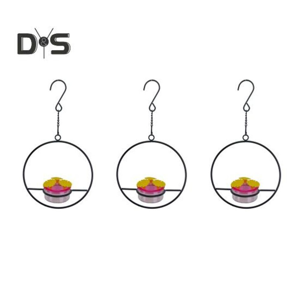 (as the picture, 3pcs Round) Hanging Hummingbird Feeder For Outdoors Circular Love Heart Bird Feeder With 3 Feeding Ports Ant And Bee Proof Hummingbird Feeder For Porch Patio