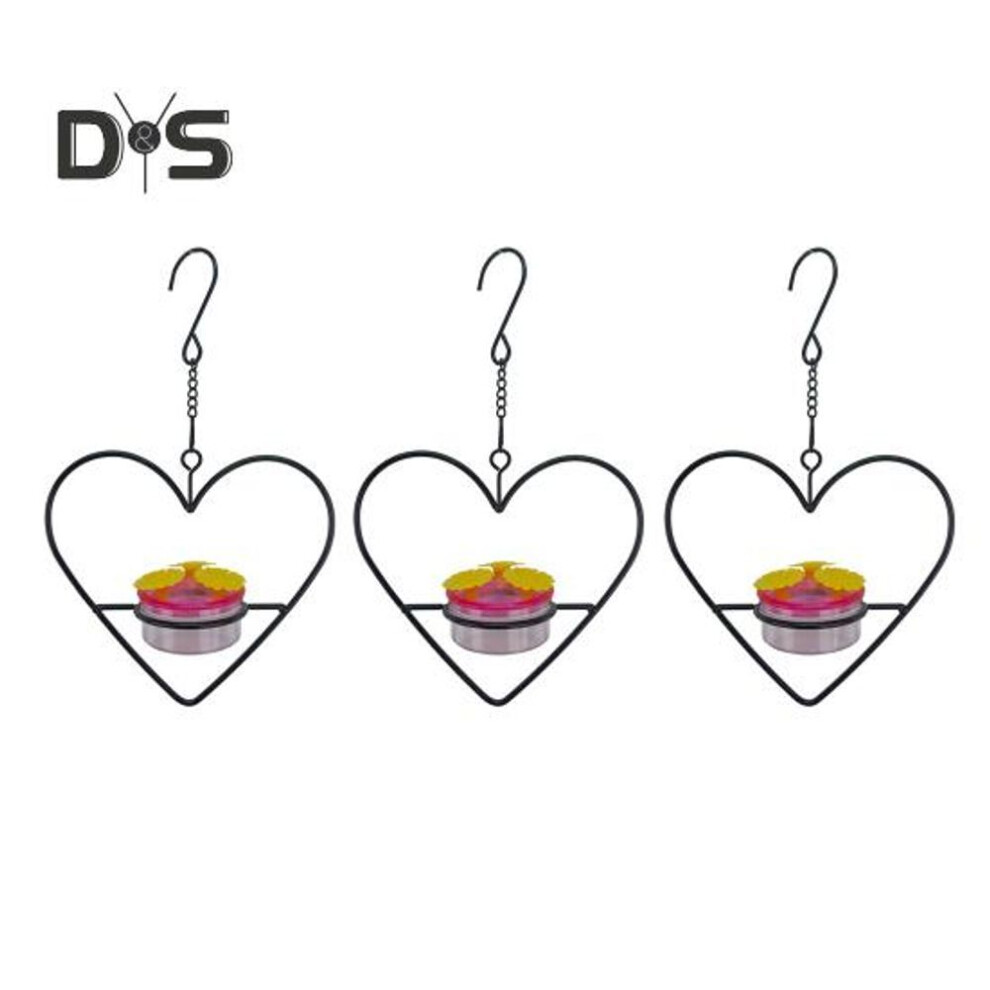 (as the picture, 3pcs Love Heart) Hanging Hummingbird Feeder For Outdoors Circular Love Heart Bird Feeder With 3 Feeding Ports Ant And Bee Proof Hummingbird Feeder For Porch Patio