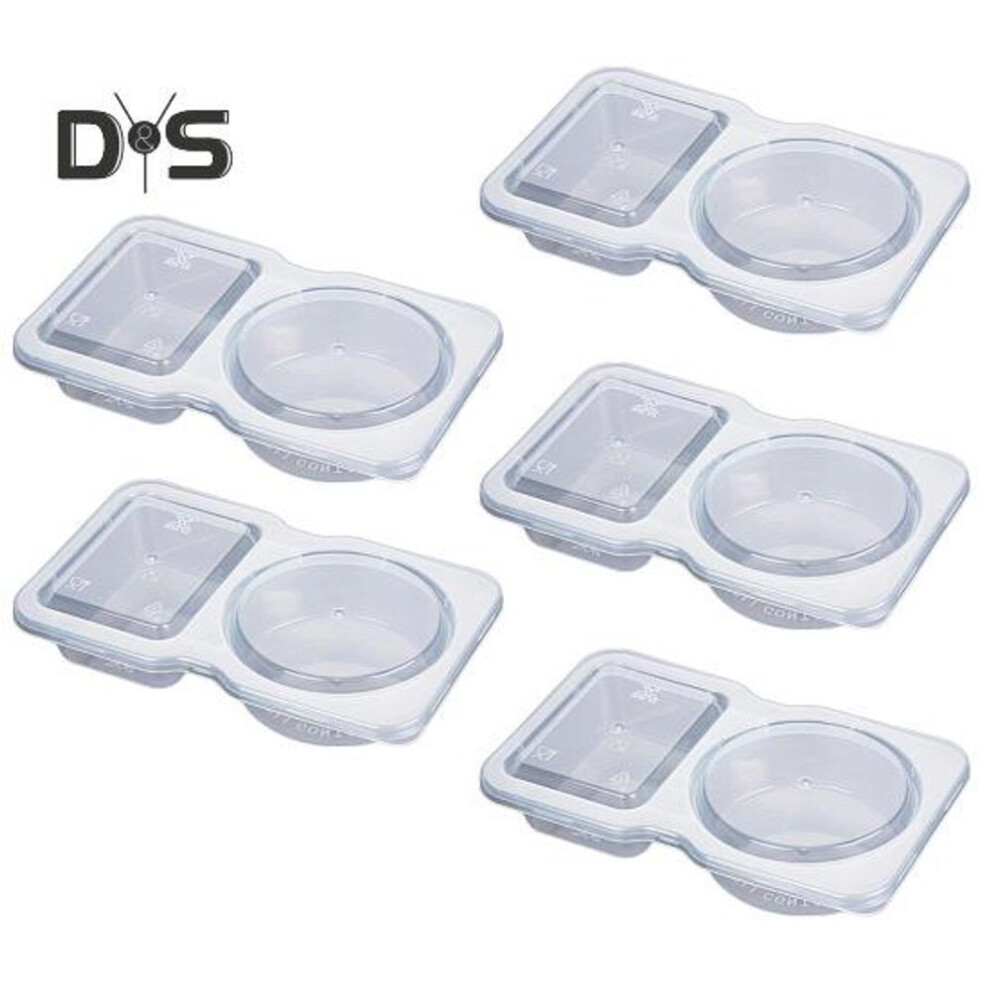 (as the picture, 5pcs) 5/15/25/35pcs Double Compartment Condiment Container With Lid Portable Reusable Food Grade Sauce Seasoning Serving Box Kitchen Supplies