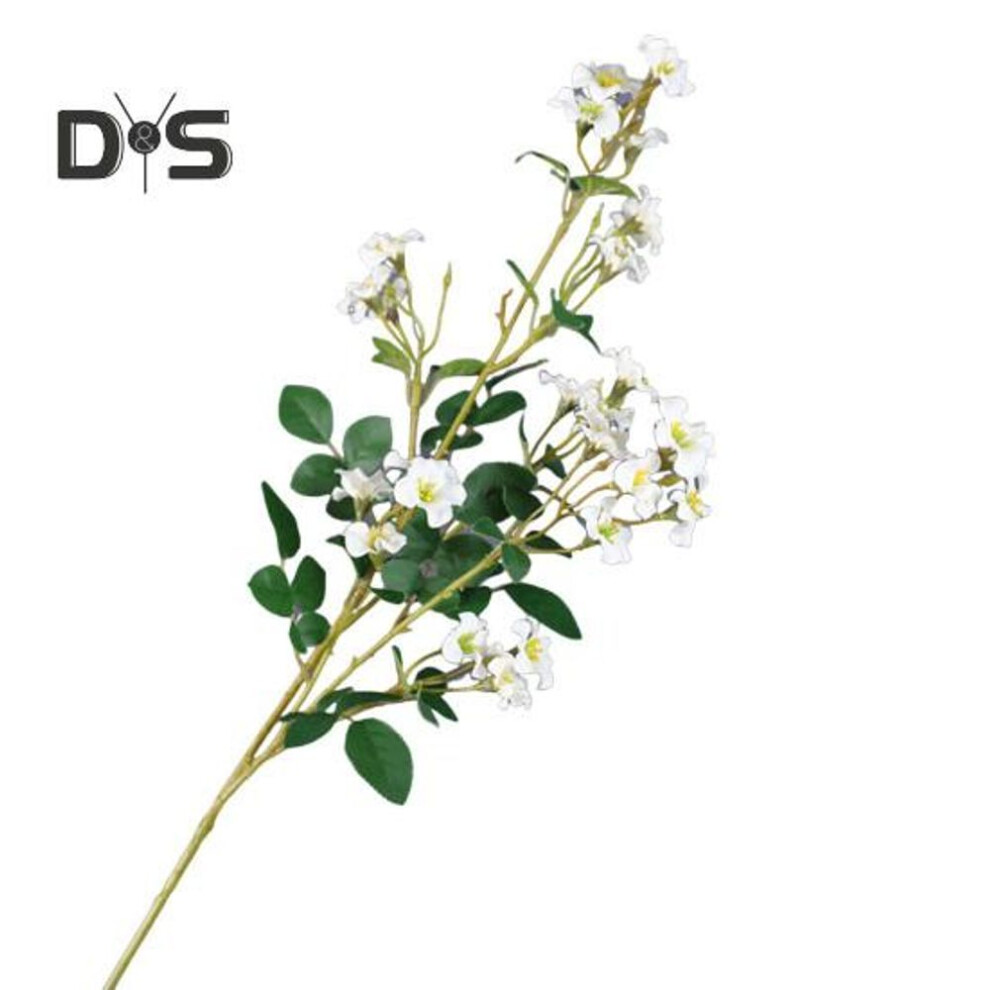 (white) Artificial Multiflora Rose Realistic Colorful Fake Flower Wedding Home Office Table Centerpiece Faux Floral Branch Flower Arrangement Decoration