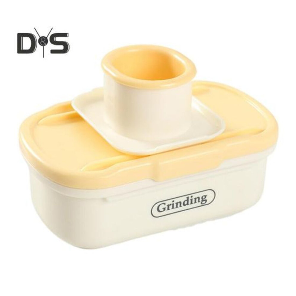 (yellow) Garlic Grinder Nutmeg Grater Tool With Catcher Manual Ginger Grater Small Spice Chopper Stainless Steel Kitchen Slicer Multifunctional Cooking Utensil