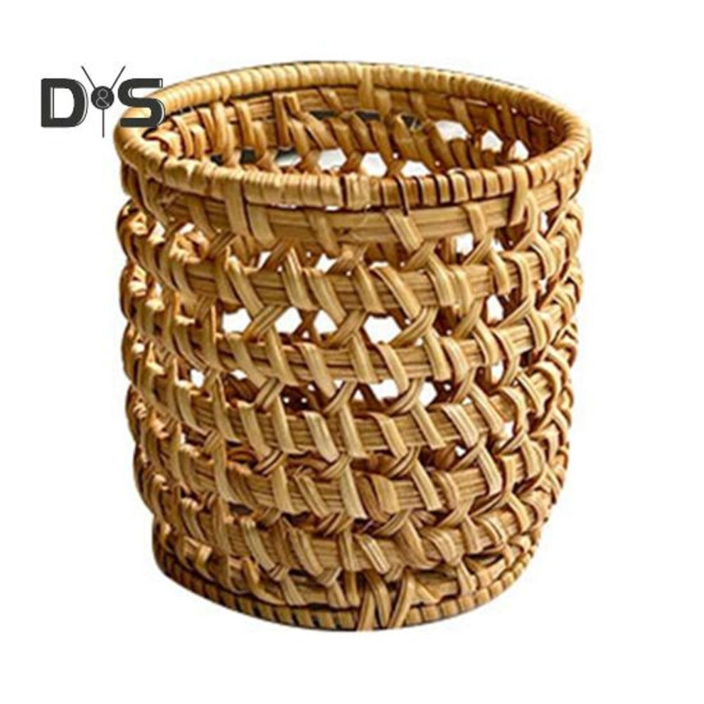 (as the picture, E) Hand-woven Rattan Tray For Home Decor Natural Rattan Storage Tray For Fruits Keys Snacks Multi-purpose Wicker Basket Bowl For Kitchen Table Entryway
