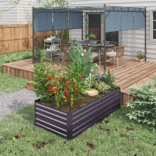 Outsunny 180x90cm Galvanised Steel Outdoor Raised Bed with Reinforced Rods - Dark Grey (845-774V00CG)