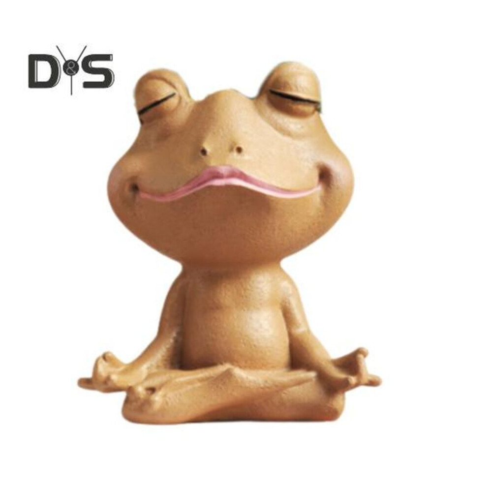 (brown) Yoga Frog Planter Pot With Drainage Hole Resin Sitting Frog Figurine Flowerpot Indoor Outdoor Plants Container Home Balcony Garden Decoration