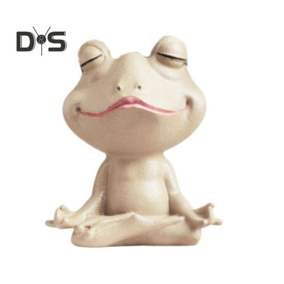 (khaki) Yoga Frog Planter Pot With Drainage Hole Resin Sitting Frog Figurine Flowerpot Indoor Outdoor Plants Container Home Balcony Garden Decoration