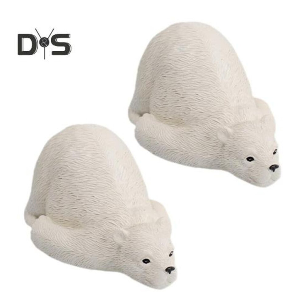 (as the picture, 2pcs) 1/2Pcs Polar Bear Toilet Bolt Cover Resin White Bear Animal Figurine Waterproof Toilet Floor Bolt Screw Decorative Cover Home Hotel Bathroom Ornament