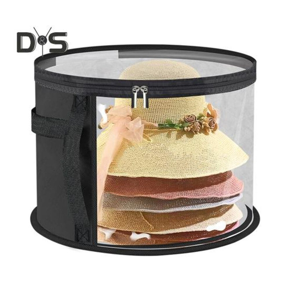 (black) Oversized Clear Hat Storage Bag with Handle Zipper Closure Transparent Design Foldable Cowboy Hat Organizer Wide Brim Hat Case