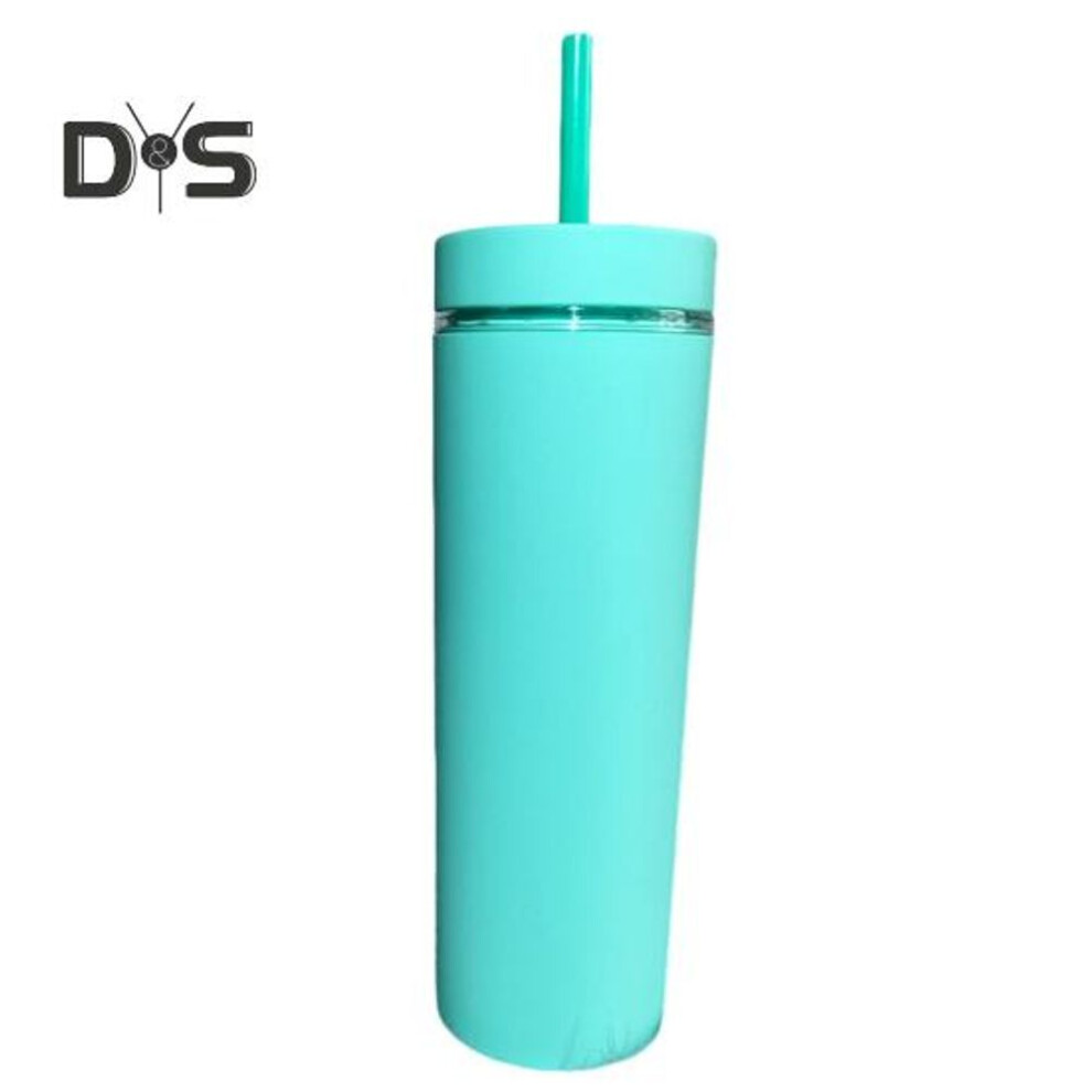 (light green, 500ML) 500ml Skinny Tumbler with Lid And Straw Double Wall Sippy Cup BPA-Free Tumblers Insulated Travel Mug for Iced Coffee Reusable Party