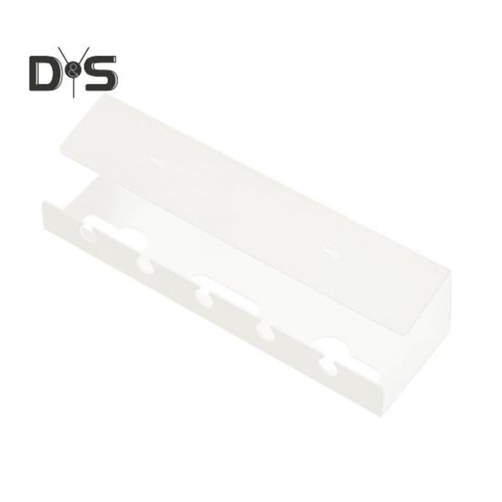 (white) Self-Adhesive Storage Rack Strong Load-bearing Simple Installation Computer Desk Wire Management Basket Versatile Cord Organizer