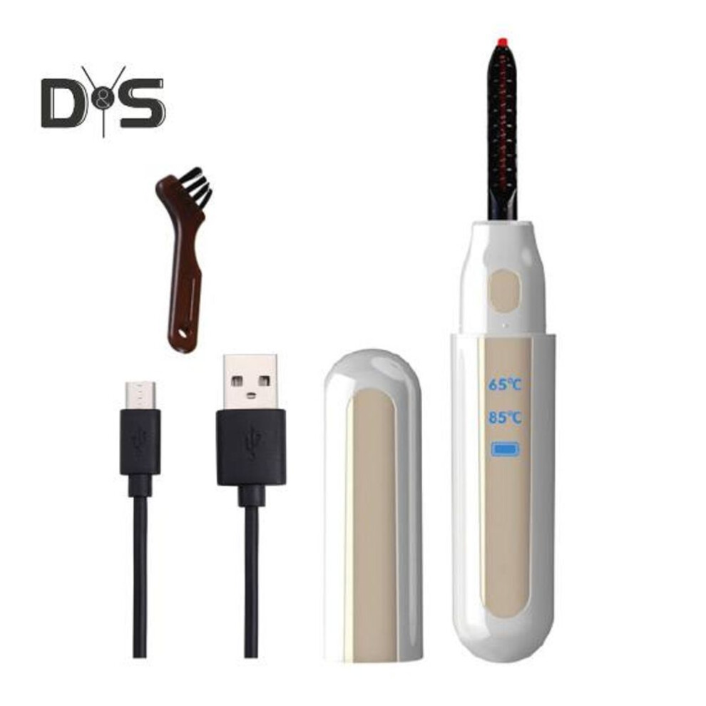 (white) Electric Heated Eyelash Curler 2 Temperature Setting USB Rechargeable Portable Travel Quick Heating Mini Women Eye Lashes Curling Tools