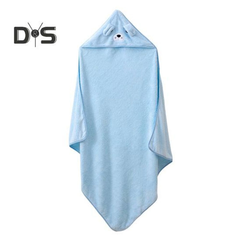 (blue) Hooded Baby Bath Towel Coral Fleece Quick Water Absorbent Cartoon Animal Design for Boys Girls 80 x 80cm Newborn to Toddler Bath Towel