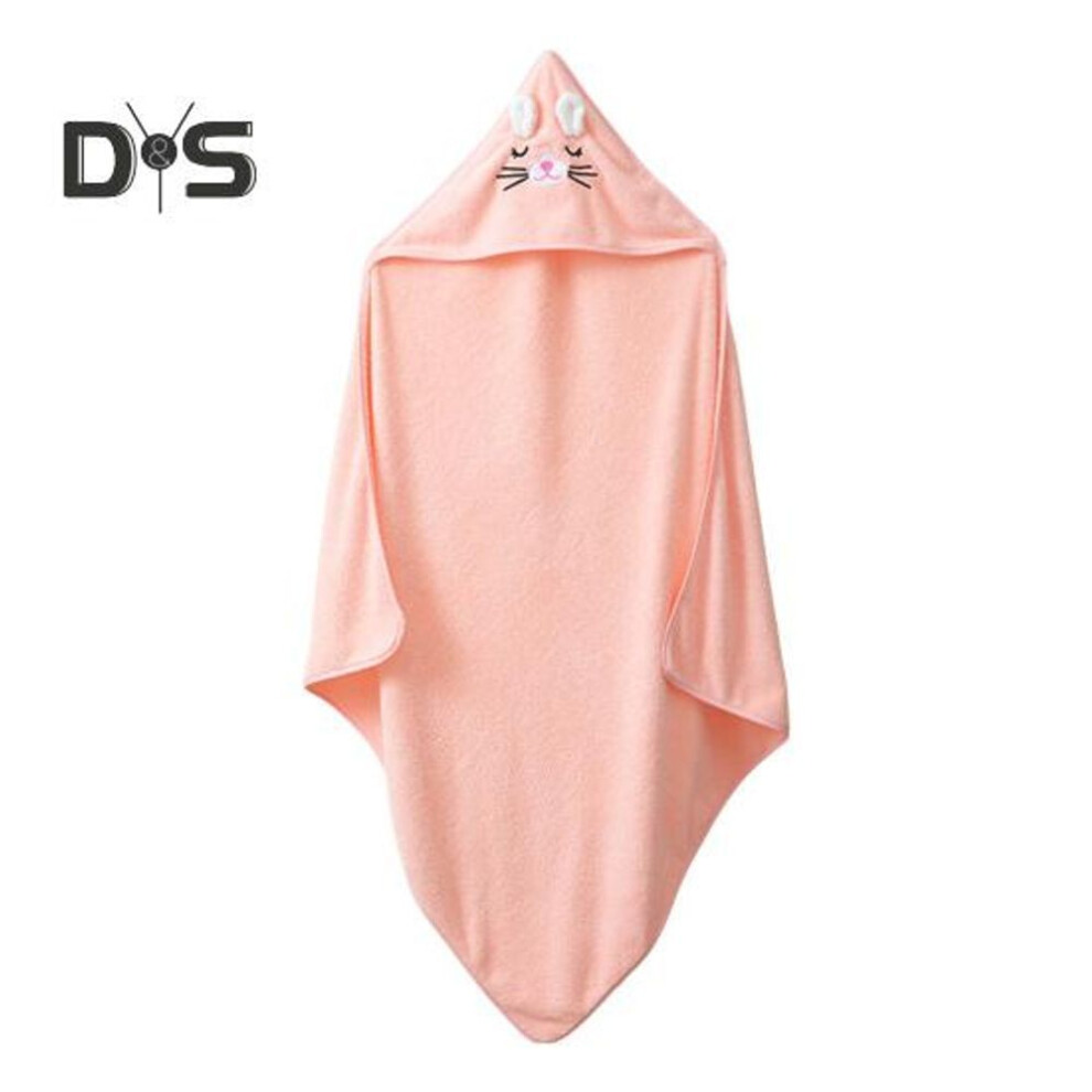 (dark pink) Hooded Baby Bath Towel Coral Fleece Quick Water Absorbent Cartoon Animal Design for Boys Girls 80 x 80cm Newborn to Toddler Bath Towel