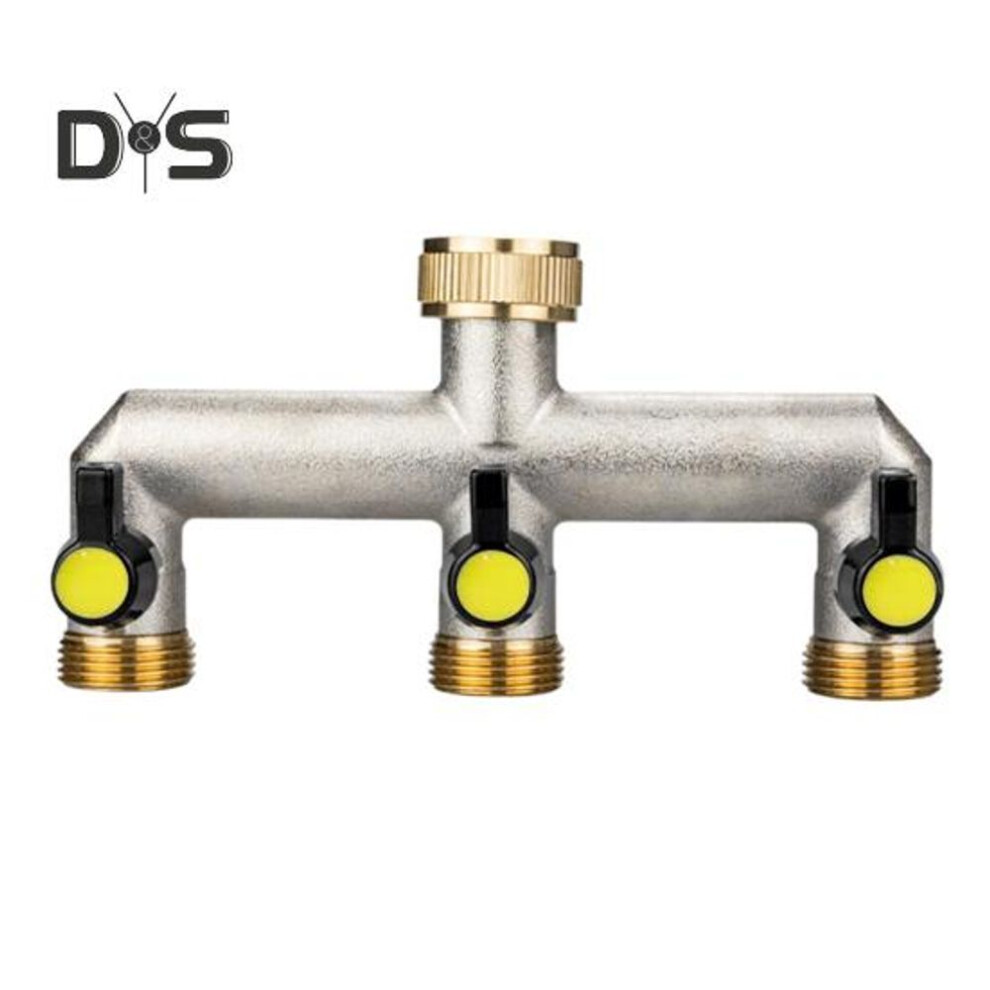 (black, A) 3 Way Garden Hose Splitter Nickel Plated Brass Faucet Manifold 3/4" Frost Resistant Outdoor Hose Spigot Adapter For Gardens Yards Farms