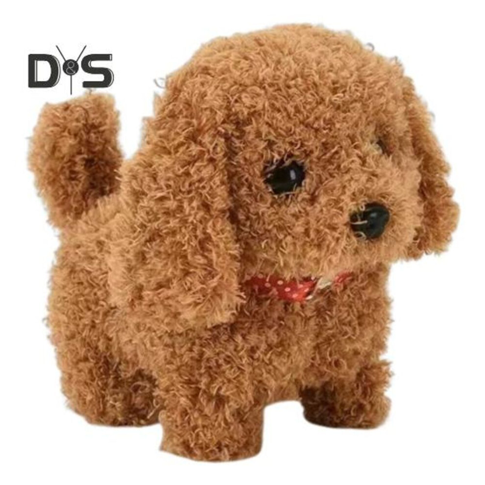 (as the picture, E) Electric Plush Dog Toy Baby Tummy Time Interactive Barking Tail Wagging Walking Puppy Toy Early Education Crawling Animal Toy Toddlers Boys Girls
