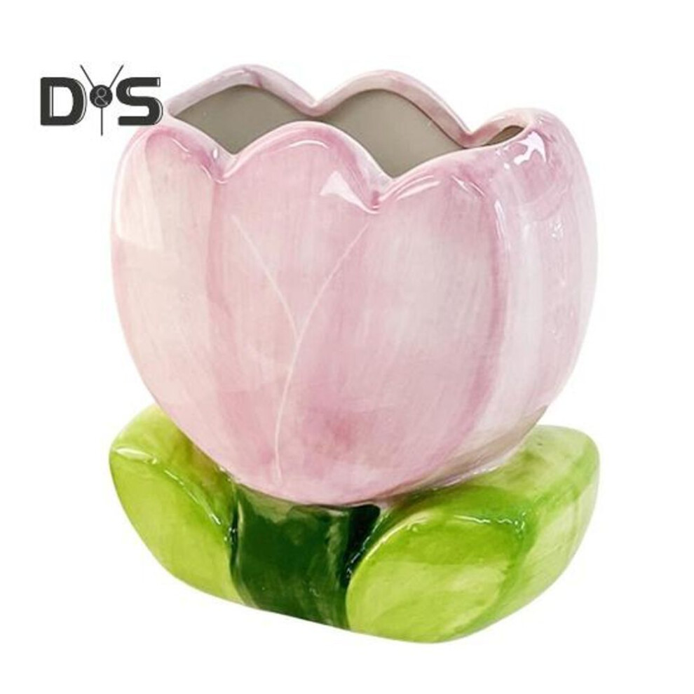 (as the picture, B) Ceramic Flower Pen Holder Handmade Tulip Cosmetic Storage Box Makeup Brush Organizer Flower Pencil Holder For Home Office Desk