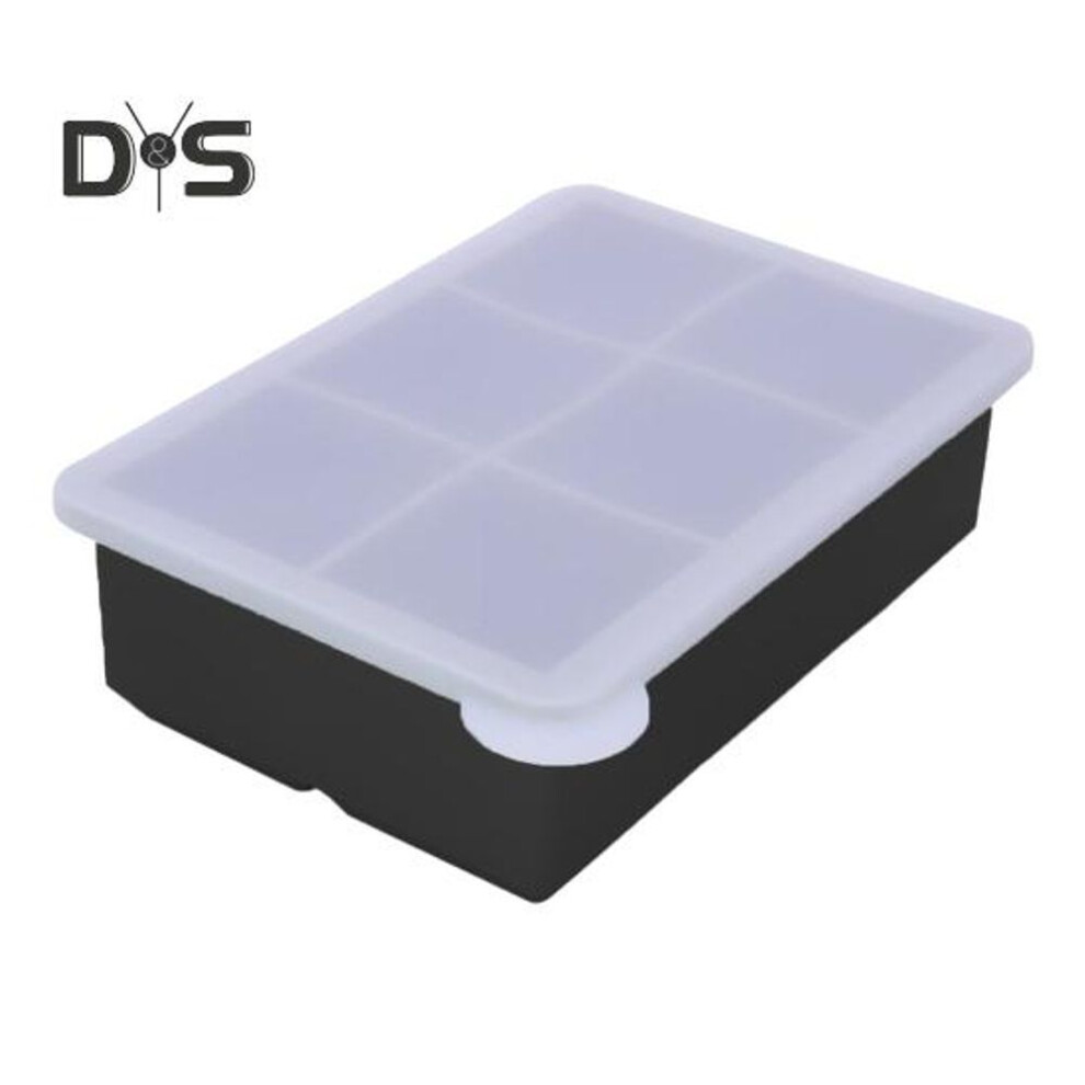 (black) Large Square Ice Cube Tray With Lid Stackable Space Saving Ice Maker Easy Release Whiskey Cocktail Ice Cube Molds For Freezer Herbs
