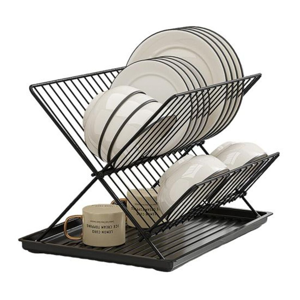 (black) Yousheng Foldable Drain Bowl Rack Collapsible Dish Drainer Extendable Dish Strainer Cutlery Holder Plate Storage Rack Kitchen Organizer