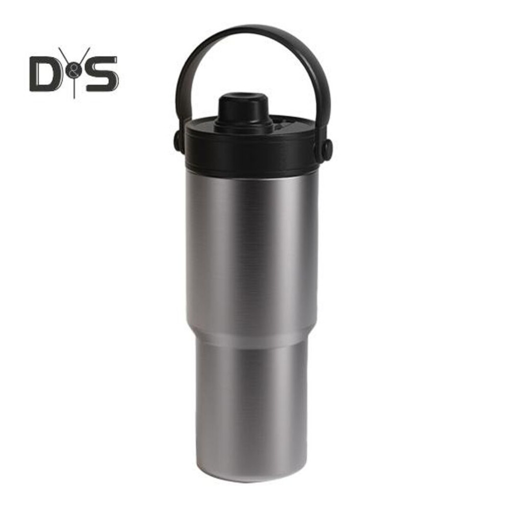 (silver) Insulated Vacuum Flask Travel Bottle With Straw Large Capacity Bpa Free Food Grade Heat-insulated Water Bottle Tumbler