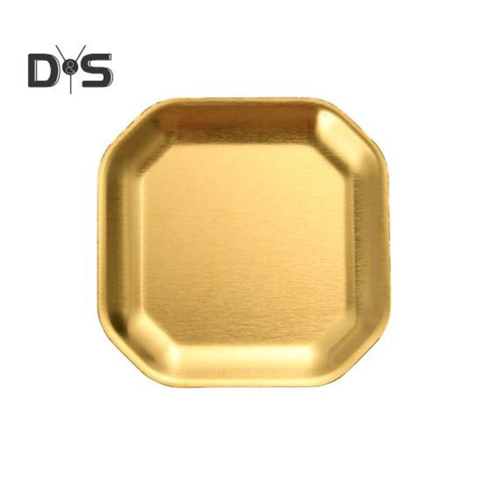 (golden, 15cm) Thicken Dessert Plate Various Sizes Practical Washable Stainless Steel Dinner Plates