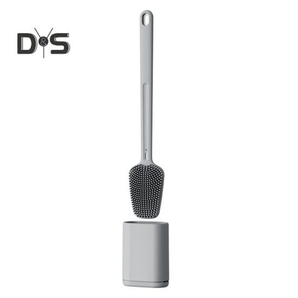 Silicone Toilet Brush With Long Handle Double-sided Deep Cleaning Brush Anti-slip Design Filter Holder Set Bathroom Cleaning Tool