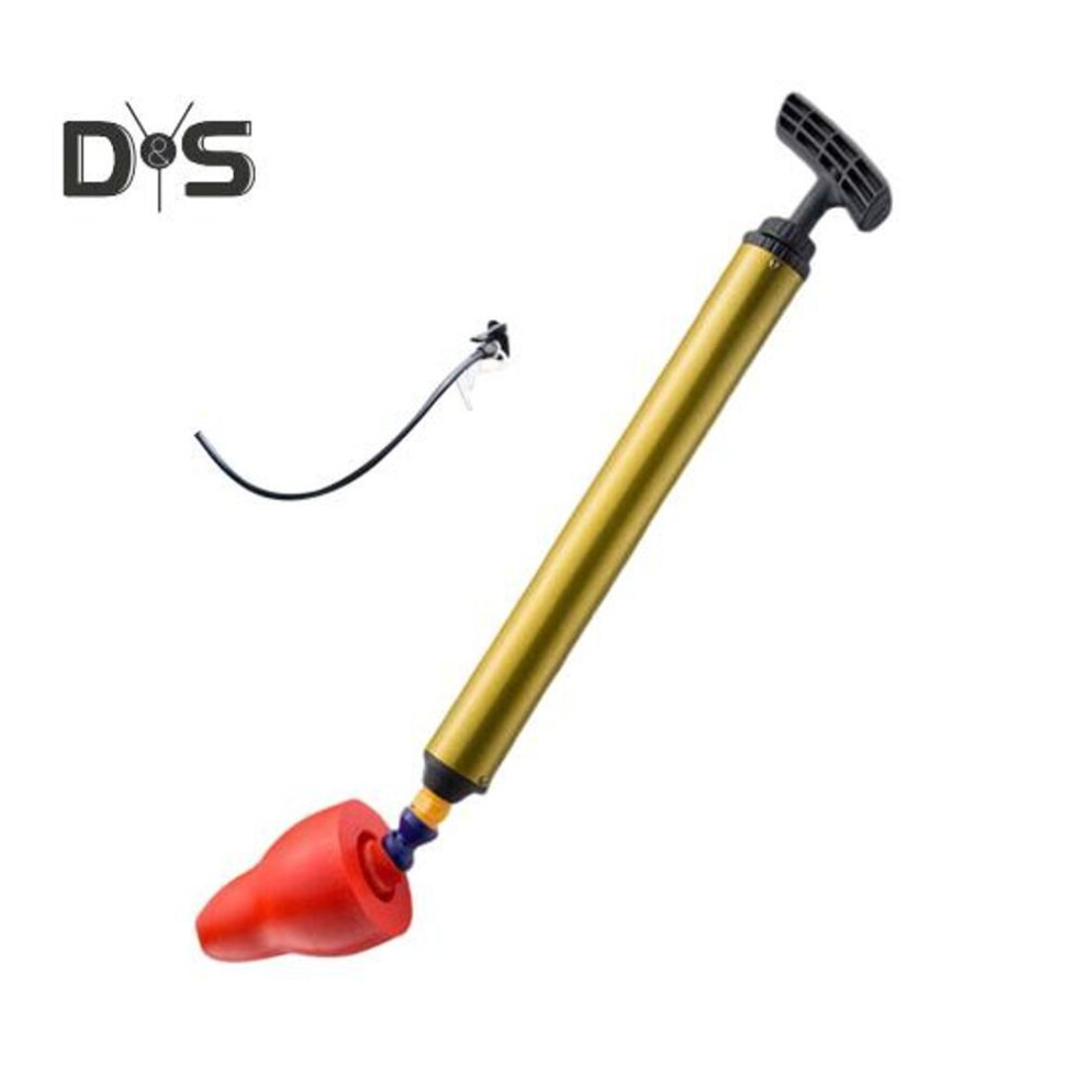 (red) Toilet Plunger High Pressure Unblocker Kit for Clogged Toilet Sink Shower Stainless Steel Drain Clog Remover Tool with Powerful Air Pressure Bathroom