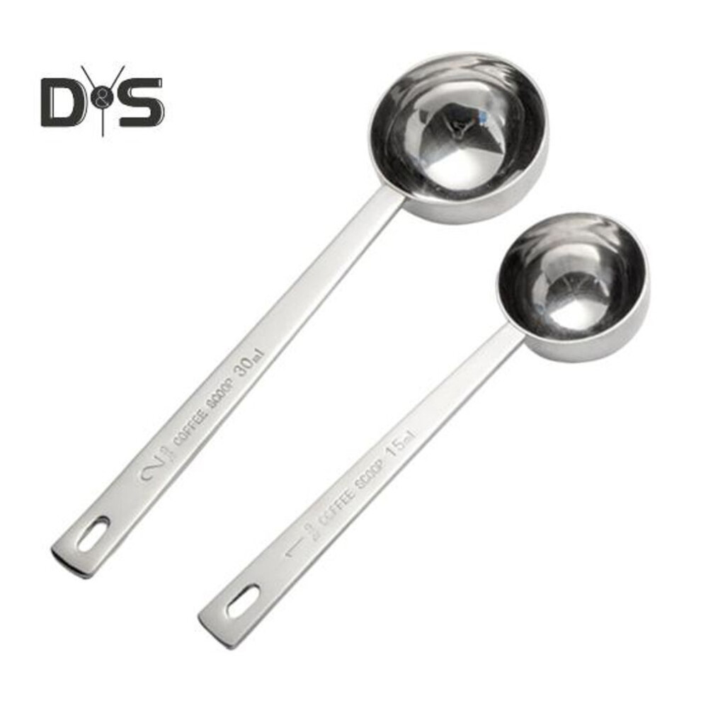(as the picture, 1 Set) 1/2pcs Coffee Measuring Spoon Stainless Steel Tablespoon Scoop 15/30ml Long Handle Coffee Spoons For Ground Coffee Loose Tea Multifunctional Kitchen