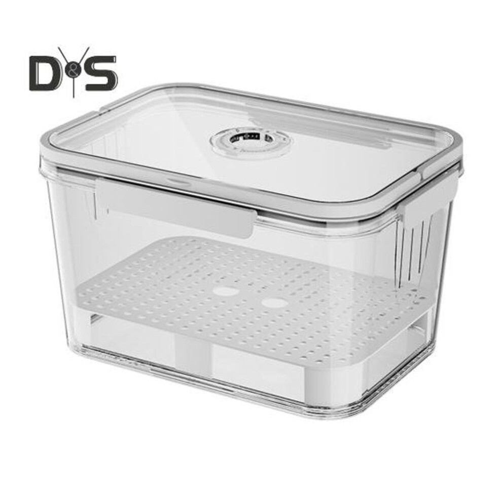 (as the picture, L) 2300/5500ml Airtight Crisper Box With Time Recording Disk Reusable Food Storage Container Fruits Vegetables Loaf Keeper Box For Kitchen Counter