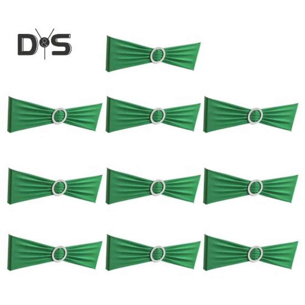 (green) 10 Pcs Chair Back Covers Solid Color With Round Buckle Elastic Reusable Seat Belt For Parties Weddings Celebrations Banquet Chairs Hotel Dining Chair