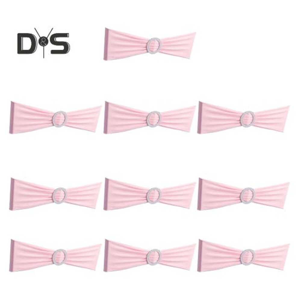 (pink) 10 Pcs Chair Back Covers Solid Color With Round Buckle Elastic Reusable Seat Belt For Parties Weddings Celebrations Banquet Chairs Hotel Dining Chair