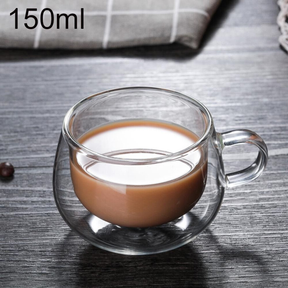 Trendshome Decor 150ml Double-layer Thermal Glass Cup Heat Resistant Tea Coffee Mug With Handle