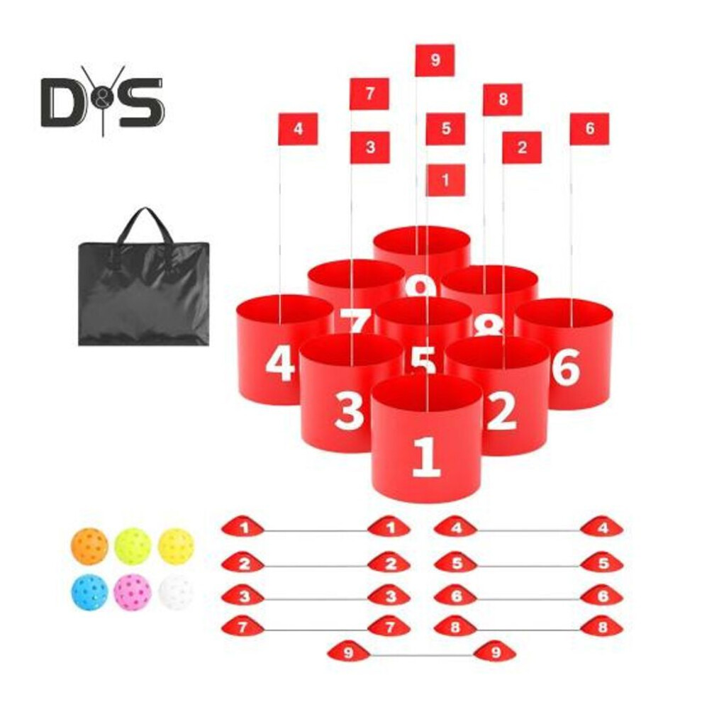 (red, 9pcs) Golf Game Set Portable Backyard Golfing Fun for All Ages Easy to Learn Ultimate Outdoor Game Adults Kids Families Parks Beaches Activity