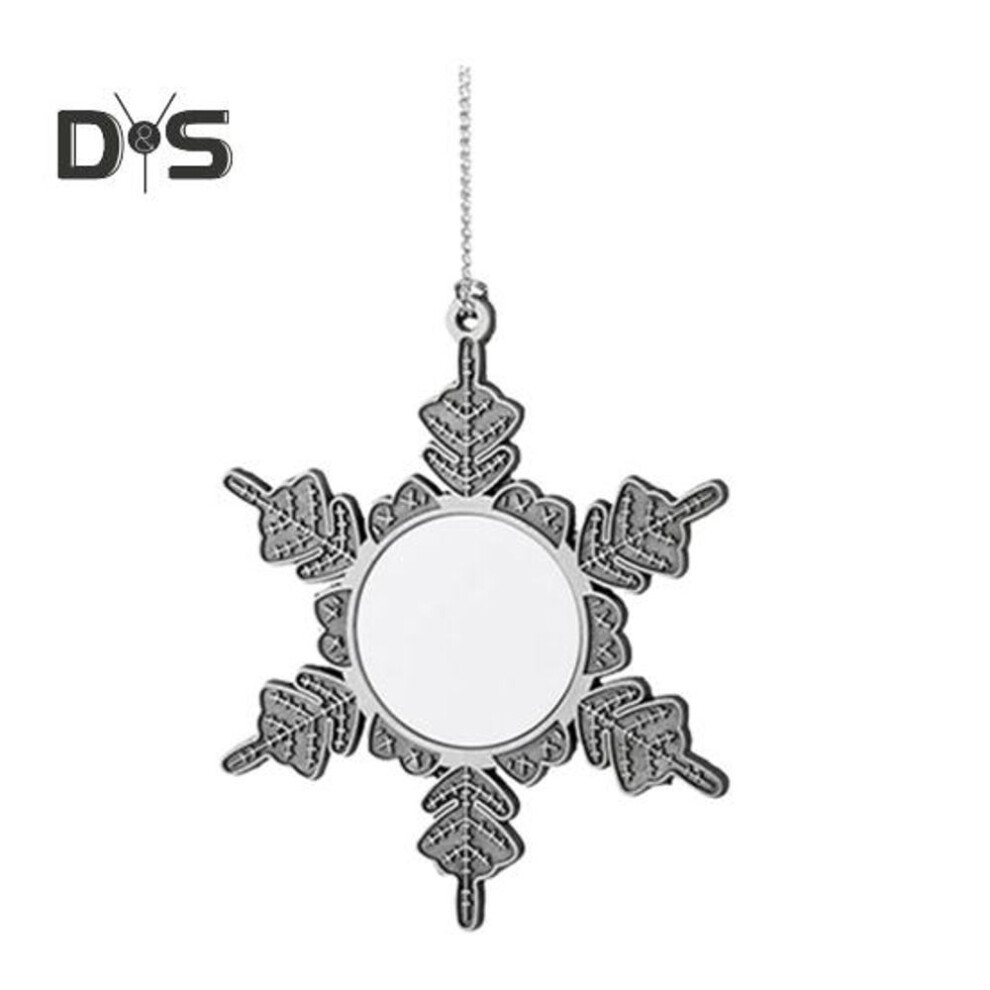 (as the picture, A) Snowflake Pendant Christmas Ornament Diy Photo Hanging Decoration Alloy Snowflake Xmas Tree Wall Window Garden Decor