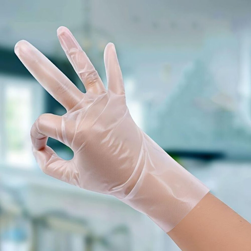 (white, M) 100pcs Disposable Tpe Gloves, Powder Free And Latex Free, Suitable For Kitchen, Bathroom Cleaning