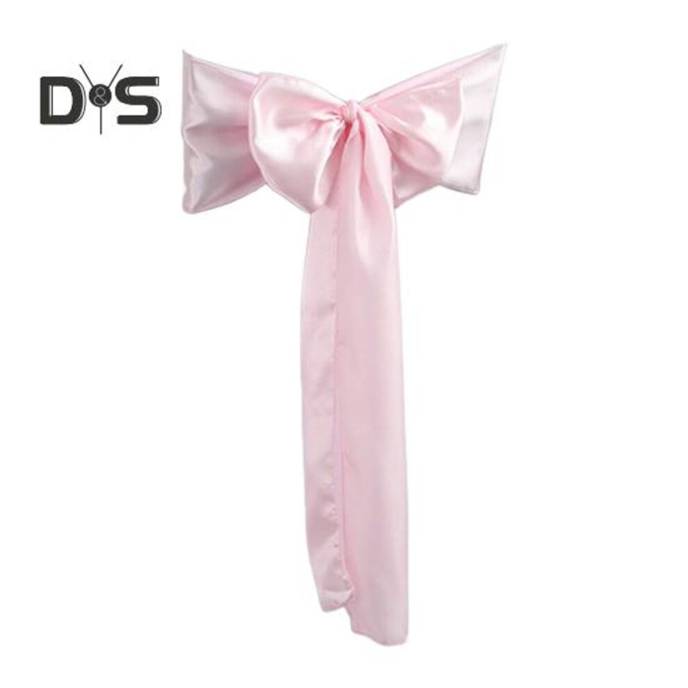 (pink) 10 Pcs Chair Back Covers Satin Chair Slipcovers Big Bow Decor Holidays Wedding Parties Banquet Decoration Dining Chair Back Ties For Dining Room