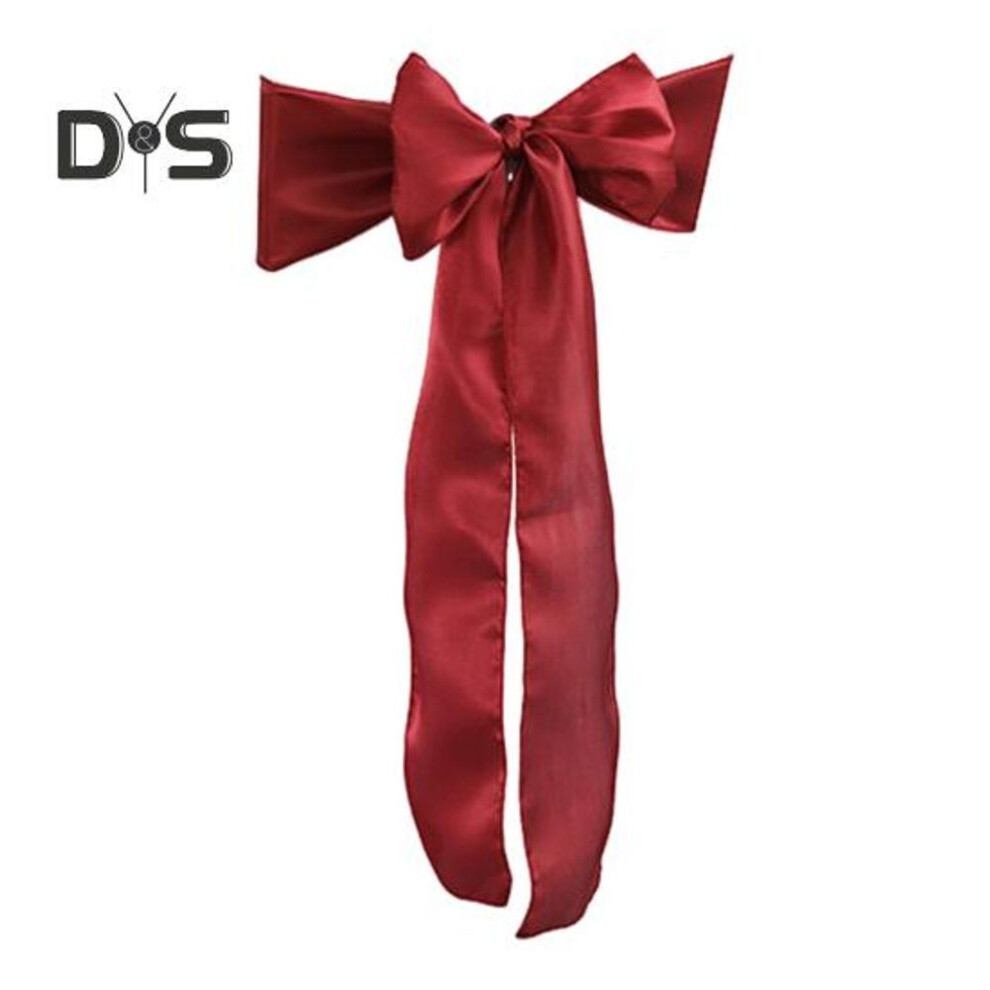 (wine red) 10 Pcs Chair Back Covers Satin Chair Slipcovers Big Bow Decor Holidays Wedding Parties Banquet Decoration Dining Chair Back Ties for Dining Room