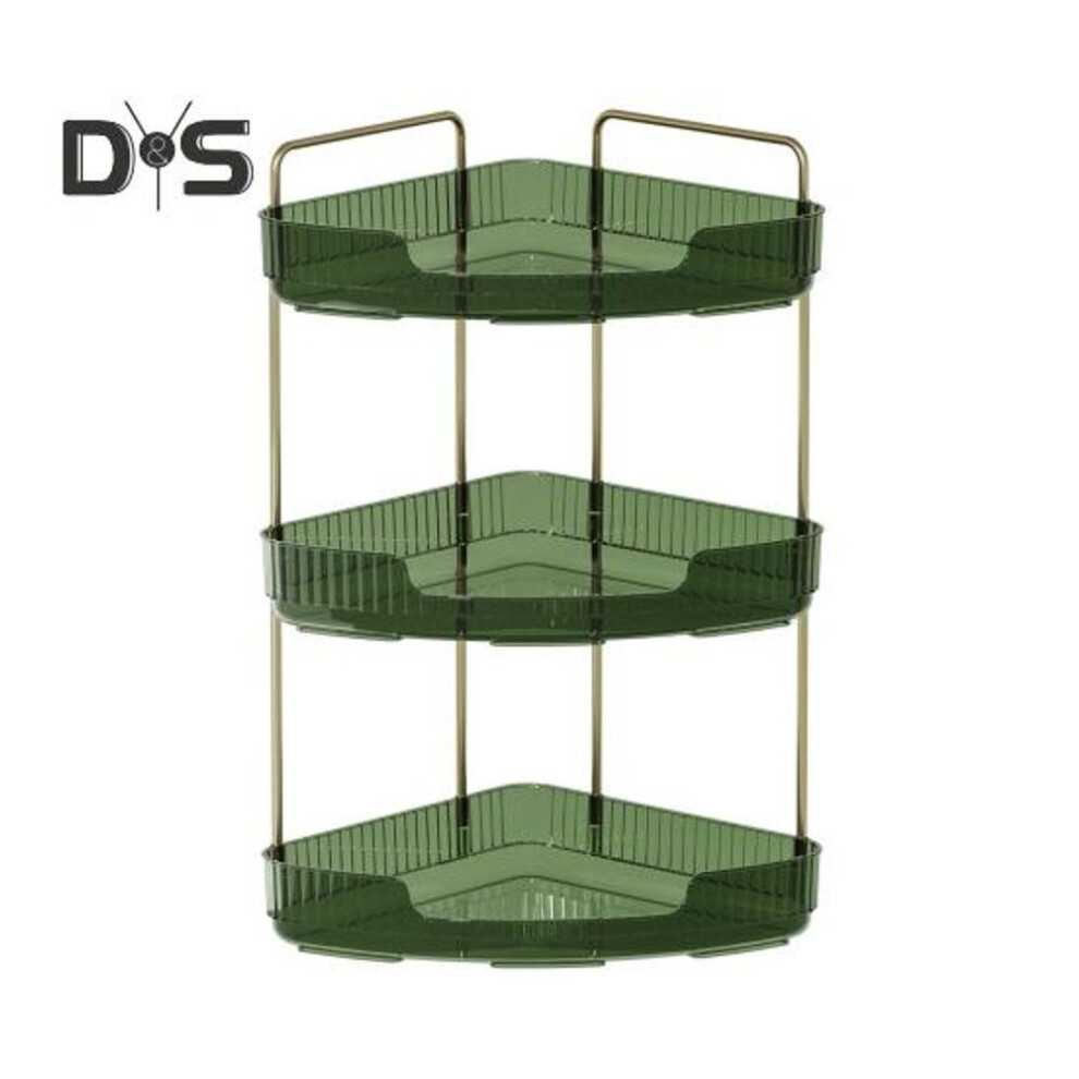 (green, Triple Layer) Corner Bathroom Counter Organizer Storage Rack Easy Assembly Large Capacity 3 Tier Bathroom Perfume Organizer Countertop Makeup Holder
