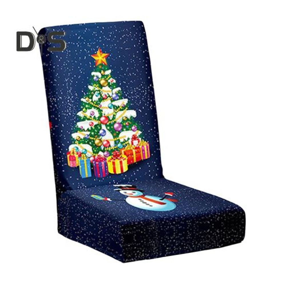 (as the picture, E) Christmas Chair Cover Dustproof Cartoon Santa Snowman Print New Year Party Decoration Stretchable Fabric Anti-slip Chair Protective Sleeves